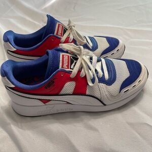 PUMA RS-100 SOUND White Red Blue 368025-01 Men's Size 8.5 8 1/2
